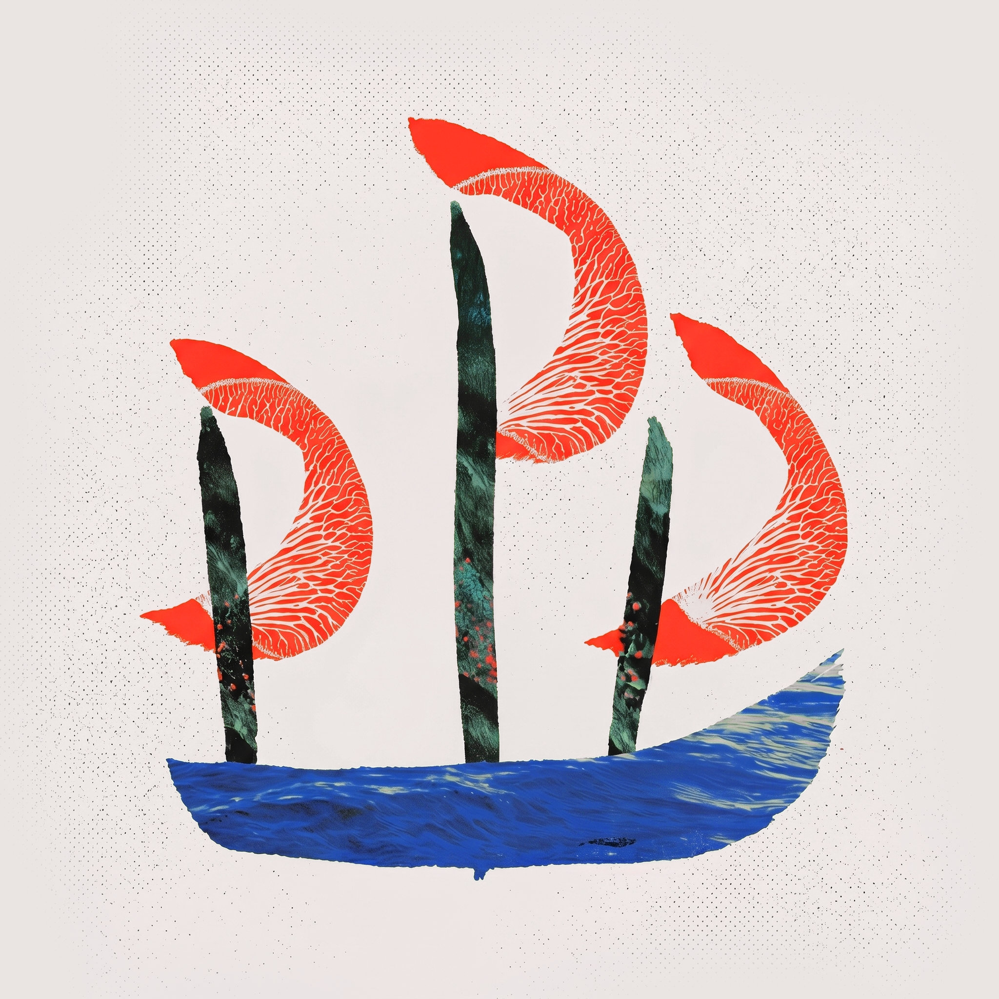 Illustrated ship at sea